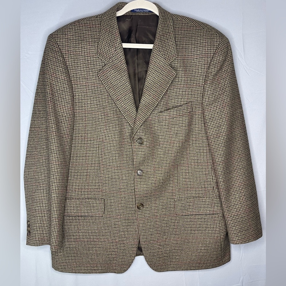 Classic Silk/Wool Houndtooth Blazer for Men